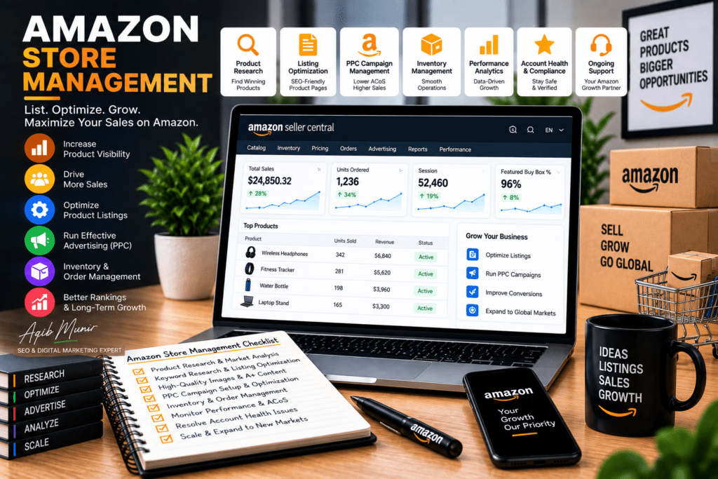Amazon Store Management By Engr. Aqib Munir - Digital Marketing & SEO Expert