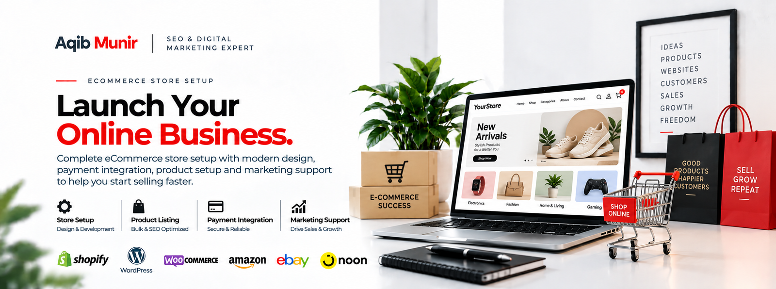 Ecommerce Store Setup By Aaqib Munir - Top rated web developer and SEO Expert in Dubai UAE