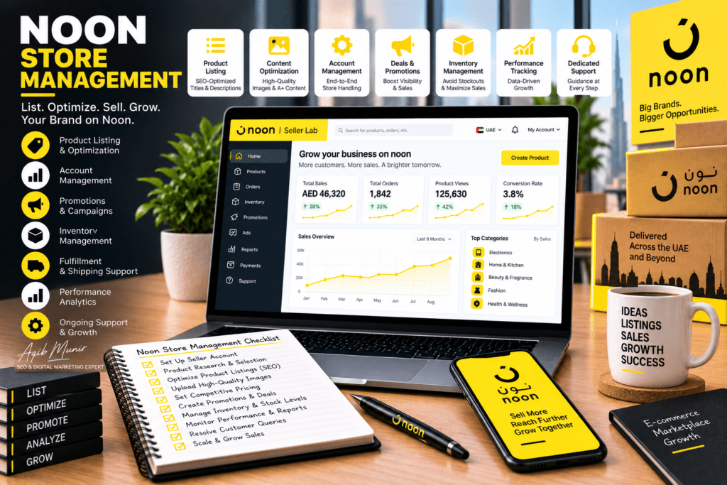Noon Store Management By Aqib Munir - Top Rated virtual Assistant in Dubai UAE